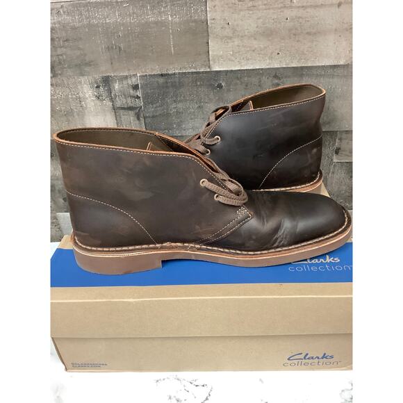 Clarks Men 11M Beeswax Leather Bushacre 2 Chukka Boots Lace Up Classic LB15-12 - Picture 6 of 10